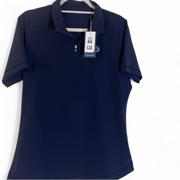 Cutter and Buck Navy Blue Polo Quarter Zip Shirt with Penn State Logo - Picture 3 of 5